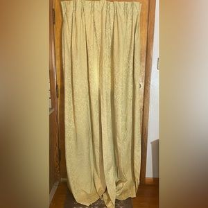 Vintage 1970”s Jacquard Damask Gold Pinch Pleat Drapes Curtains. Set of 4 Panels